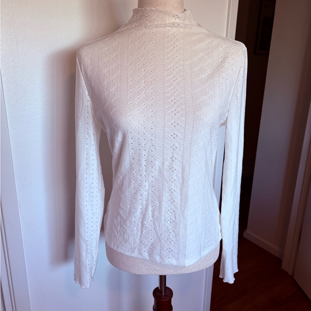 Elegant White Women's Eyelet Blouse